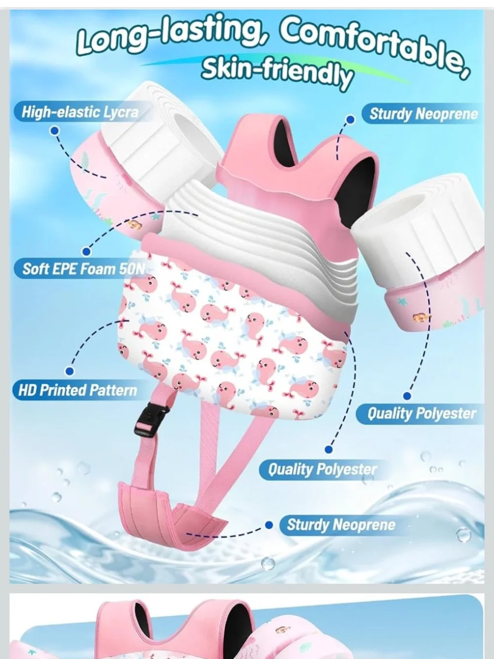 HeySplash Toddler Swim Vest Fits 13-30 lbs with Adjustable Strap toddler